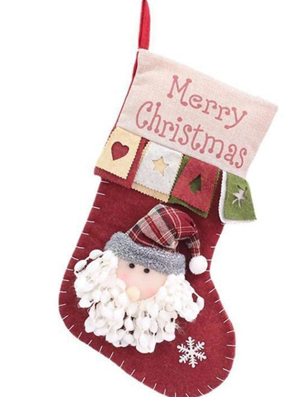 Festive Santa Claus Red Dahlia Color Block Sock Home Decor
