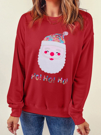 Festive Santa Claus Sparkling Red Sequin Sweatshirt