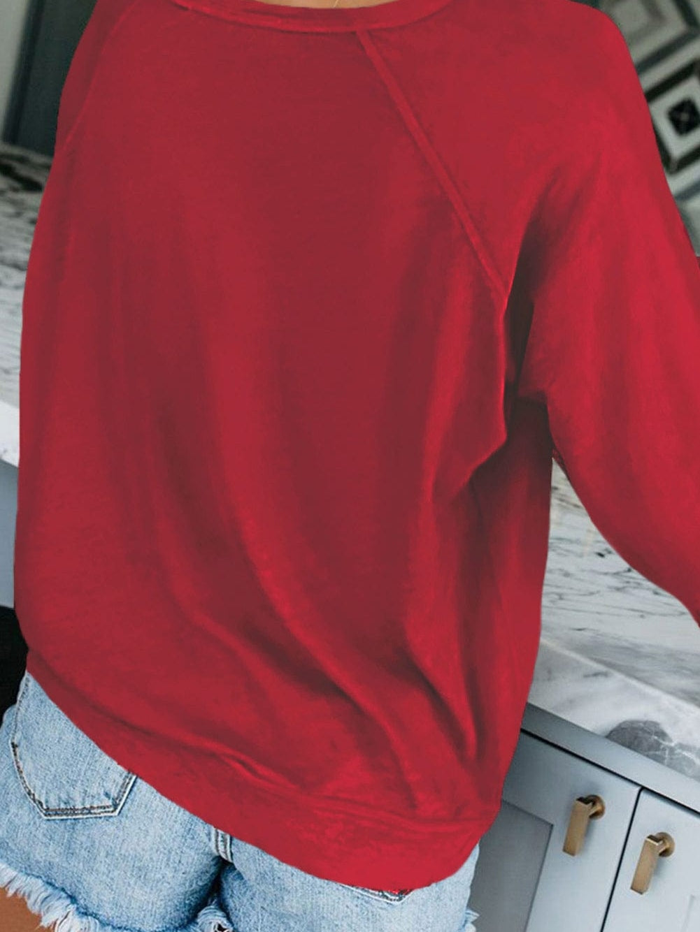 Festive Santa Red Snowflake Print Graphic Pullover