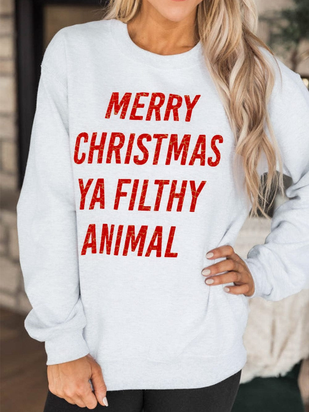 Festive White Christmas Graphic Sweatshirt for Cozy Winter Vibes