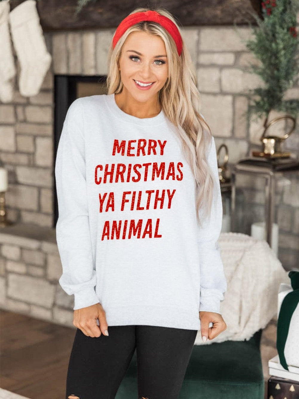 Festive White Christmas Graphic Sweatshirt for Cozy Winter Vibes