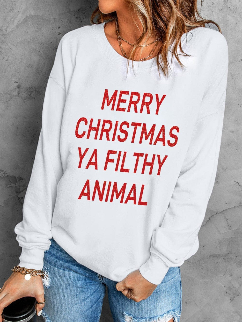 Festive White Christmas Graphic Sweatshirt for Cozy Winter Vibes