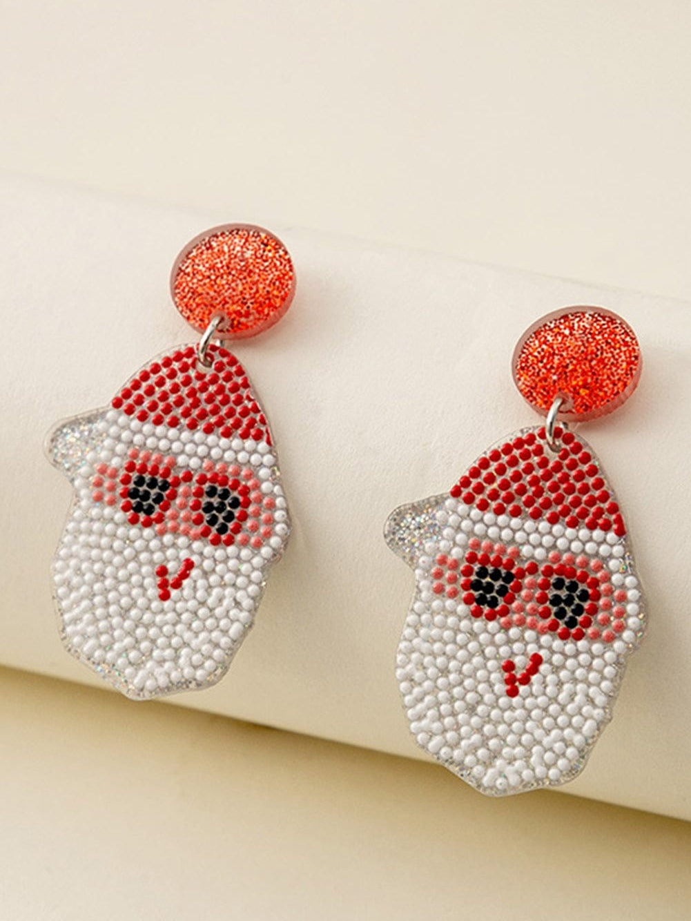 Festive White Santa Claus Drop Earrings