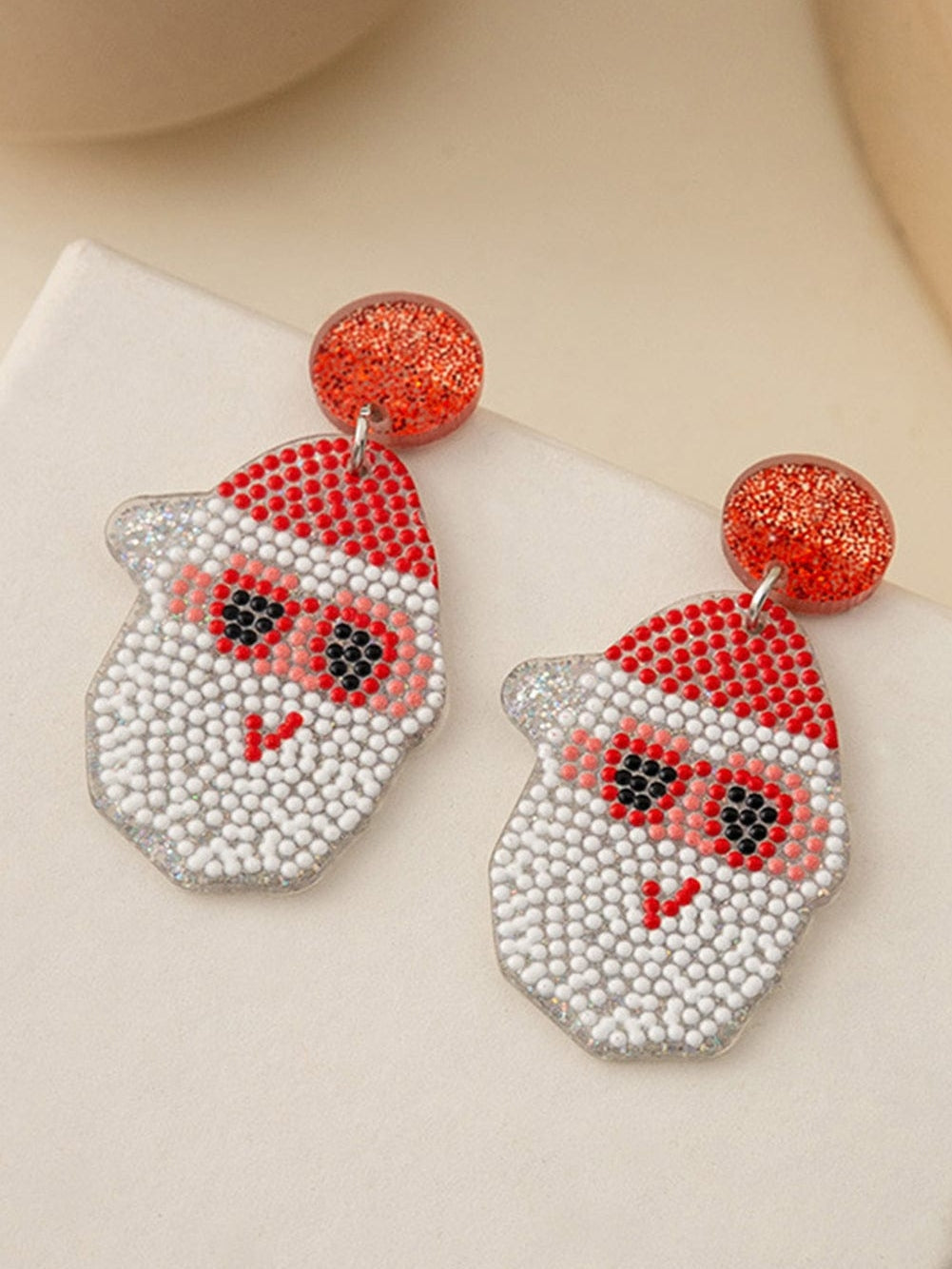 Festive White Santa Claus Drop Earrings