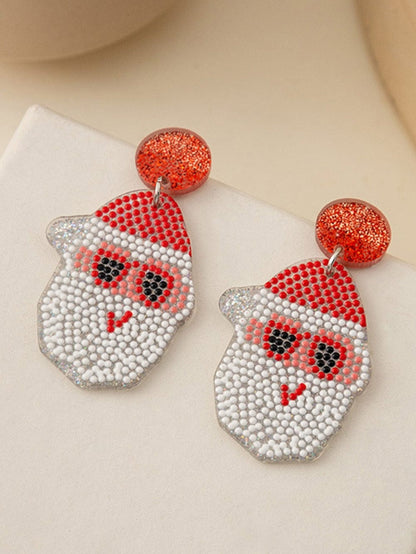 Festive White Santa Claus Drop Earrings