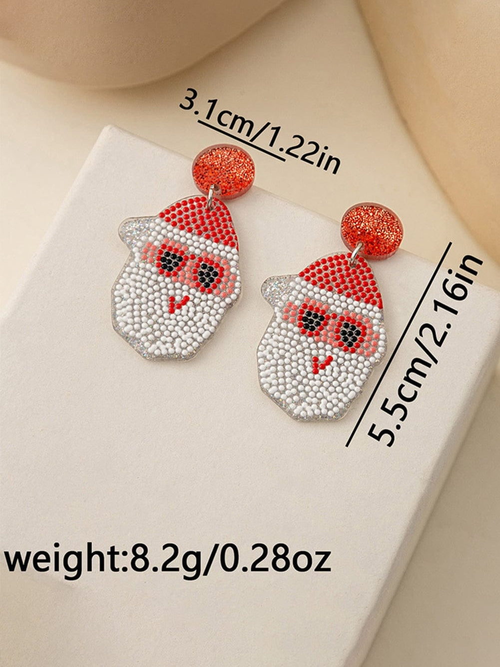 Festive White Santa Claus Drop Earrings