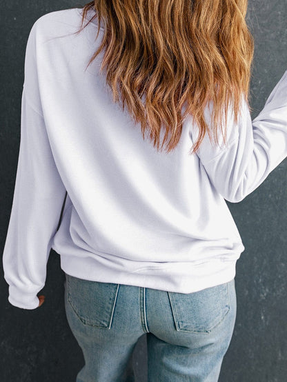 Festive White Sequin "Holly Jolly" Graphic Christmas Sweater