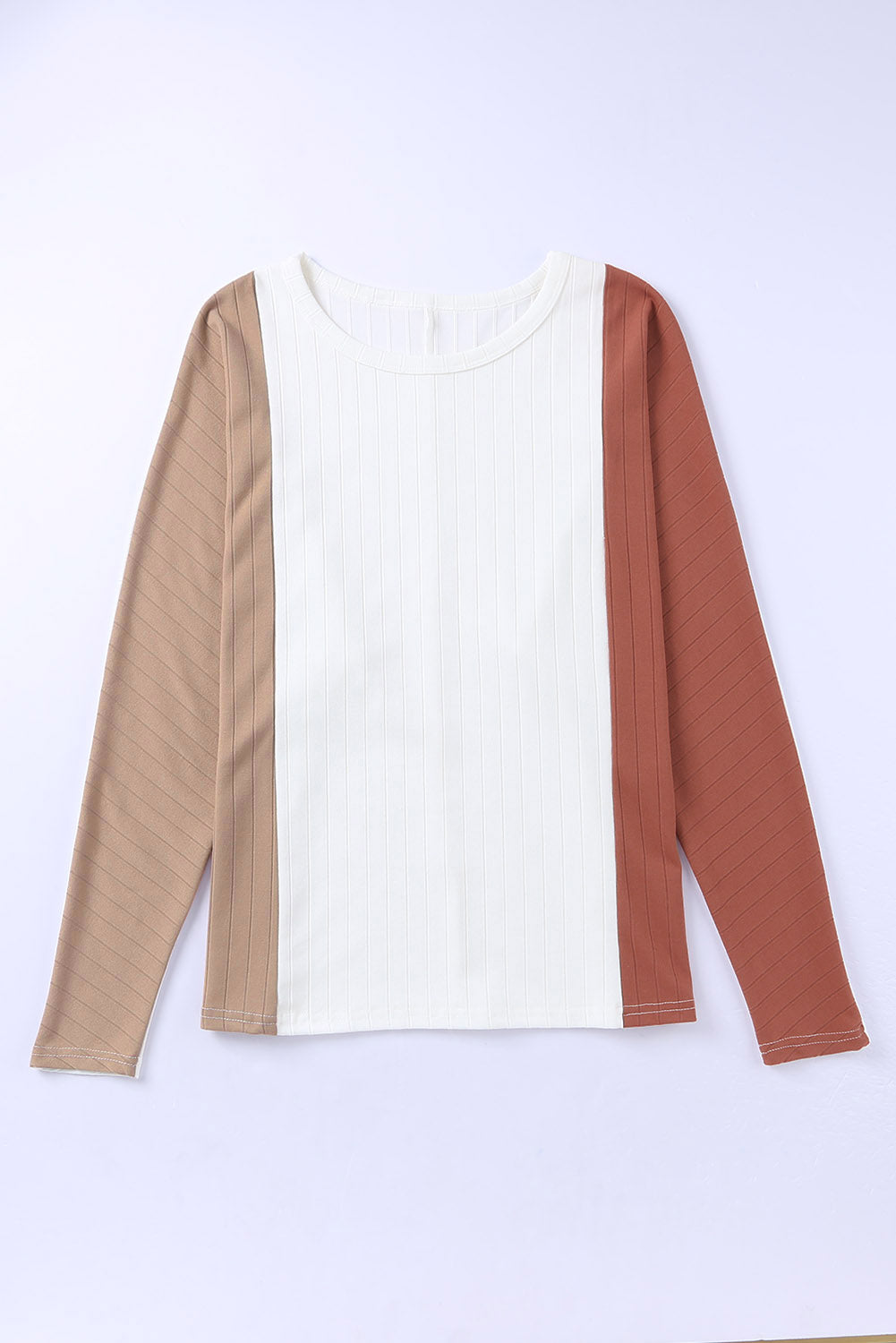 Apricot Striped Ribbed Dolman Knit Top