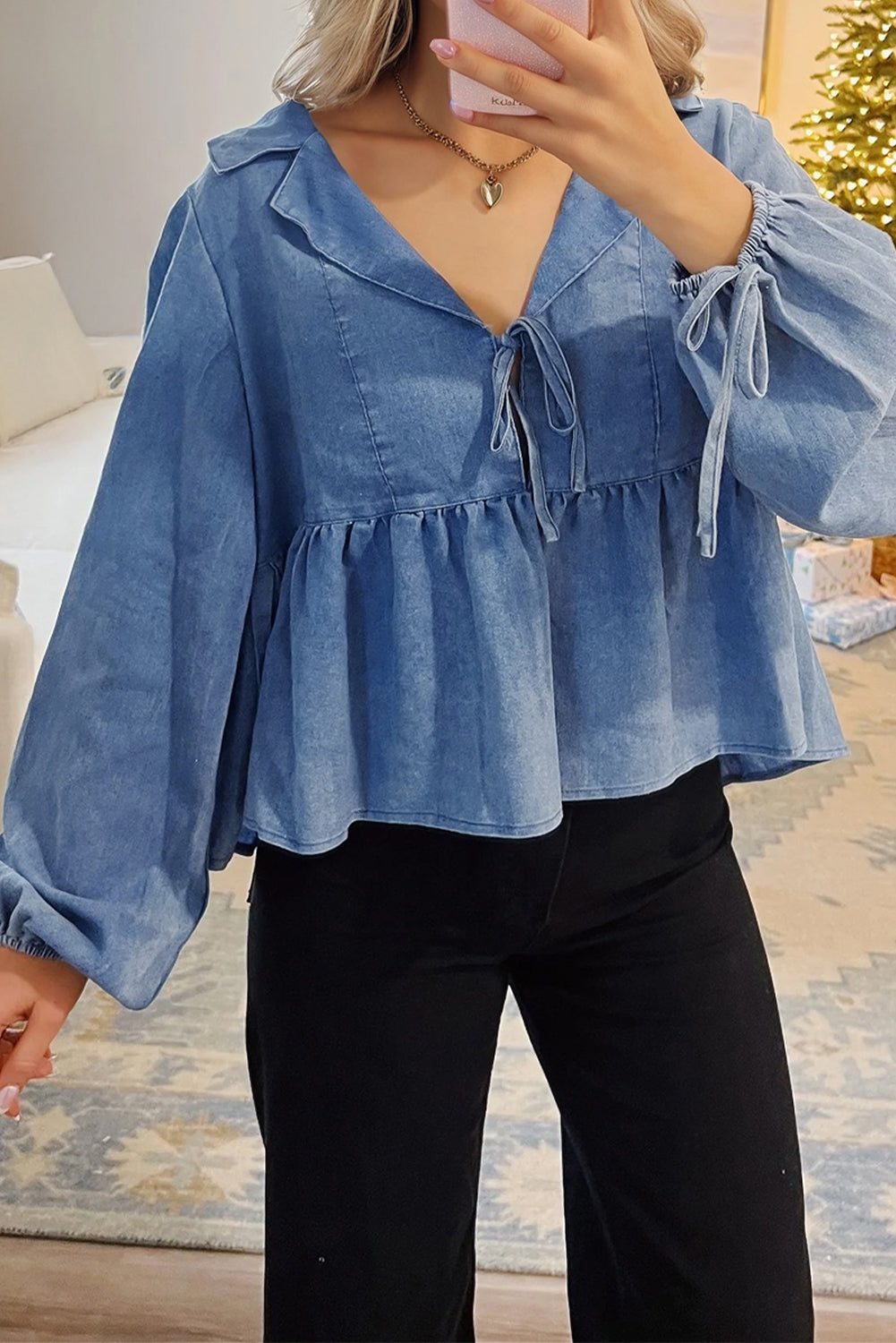 denim peplum top