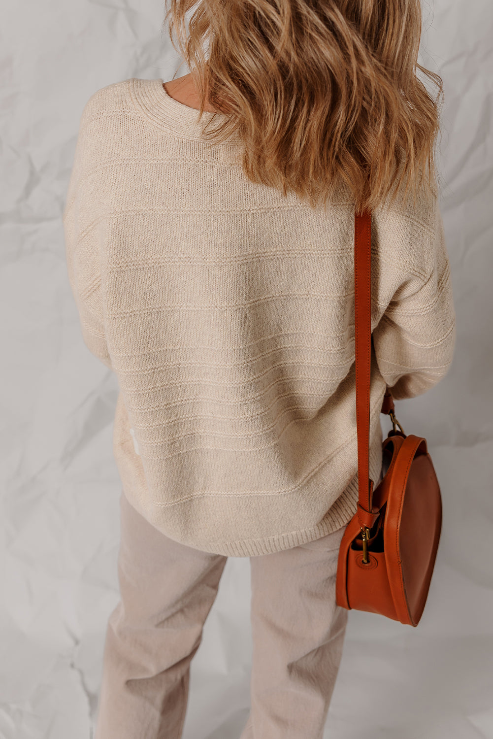 Oatmeal V Neck Buttoned Front Loose Casual Cardigan Sweater