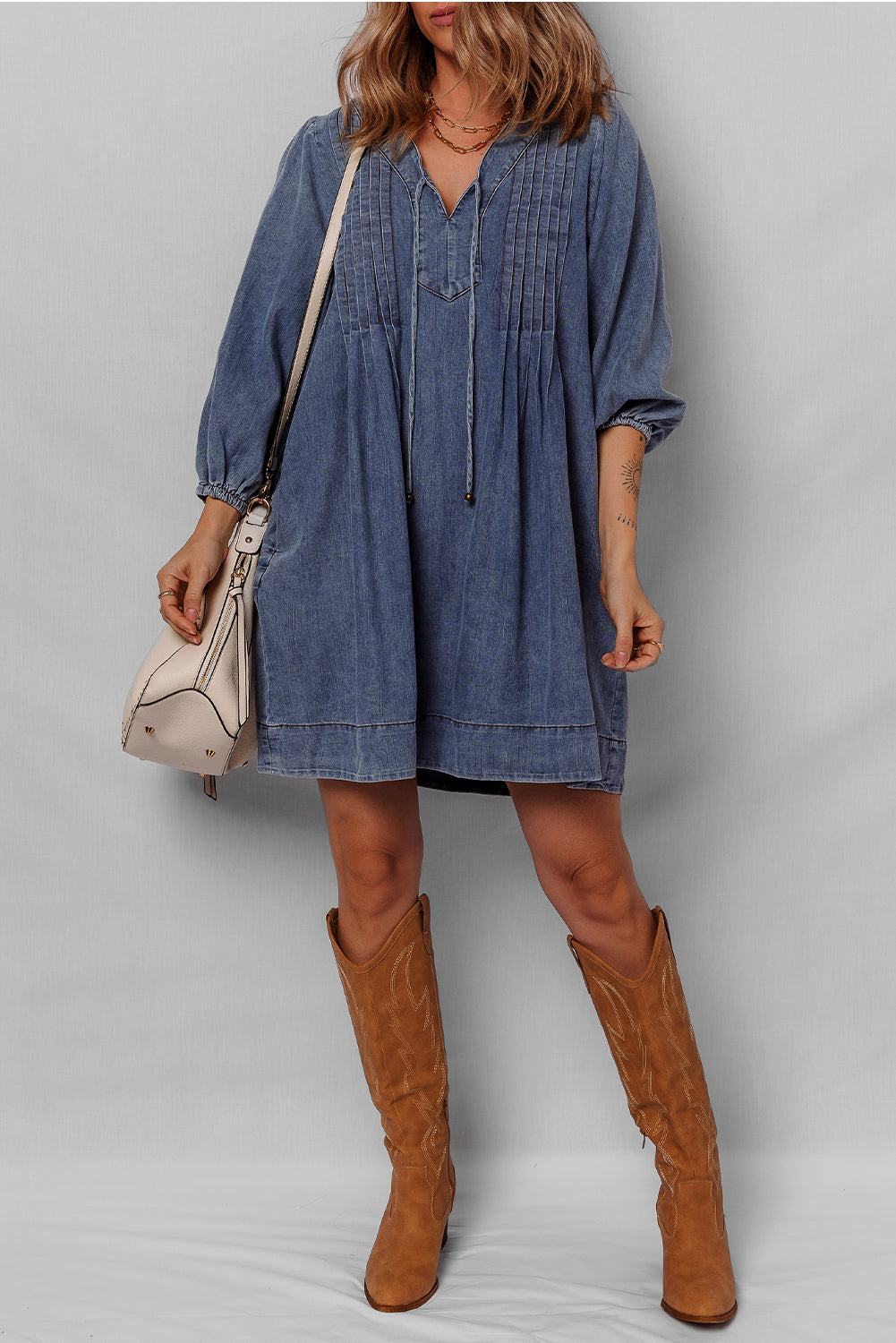 3/4 sleeve denim dress