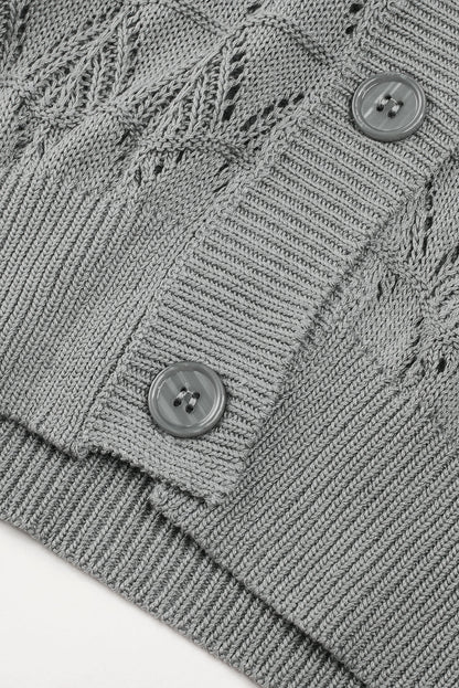 gray crochet cardigan