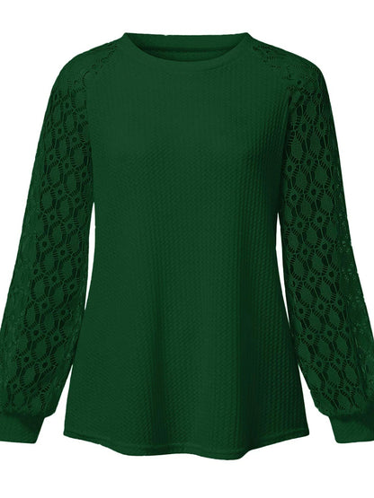 Women's Pullover Sweater Jumper Crew Neck Ribbed Knit Polyester Patchwork Summer Fall Outdoor Daily Going out Stylish Casual Soft Long Sleeve Solid Color Black Pink Navy Blue S M L