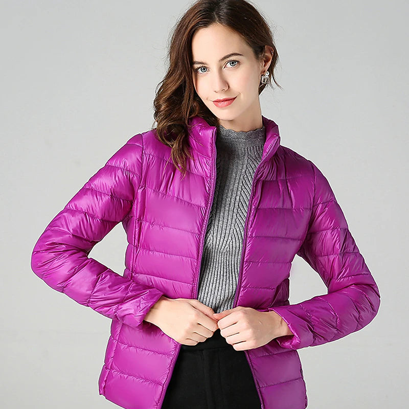 Women's Puffer Jacket Hiking Down Jacket Hiking Windbreaker Winter Outdoor Thermal Warm Packable Waterproof Windproof Jacket Top Full Length Visible Zipper Ski / Snowboard Fishing Traveling Lake blue