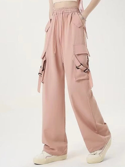 Women's Cargo Pants Polyester Plain Black Pink Fashion High Rise Full Length Street Daily Wear Fall Winter