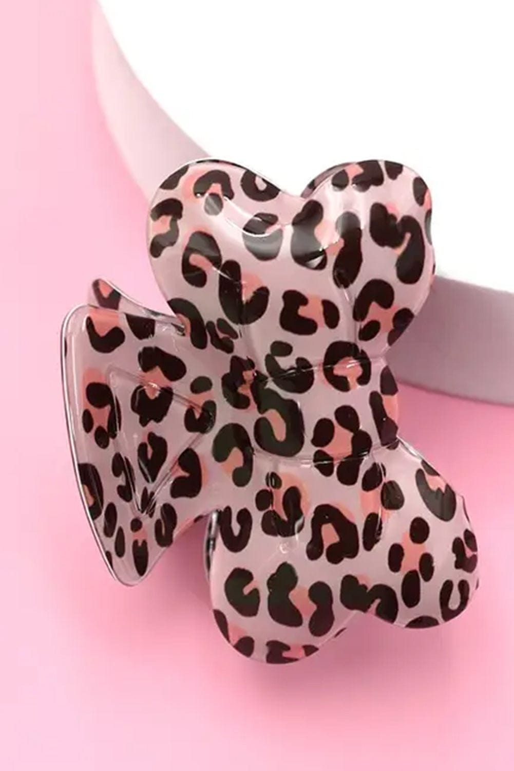 Fierce Pink Leopard Print Bow Claw Hair Clip