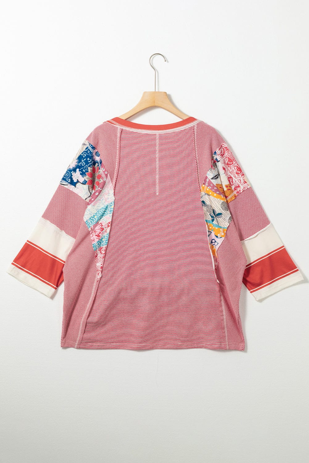 Fiery Pink Striped Patchwork Shift Top
