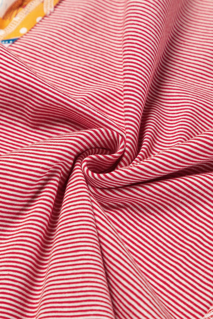 Fiery Pink Striped Patchwork Shift Top