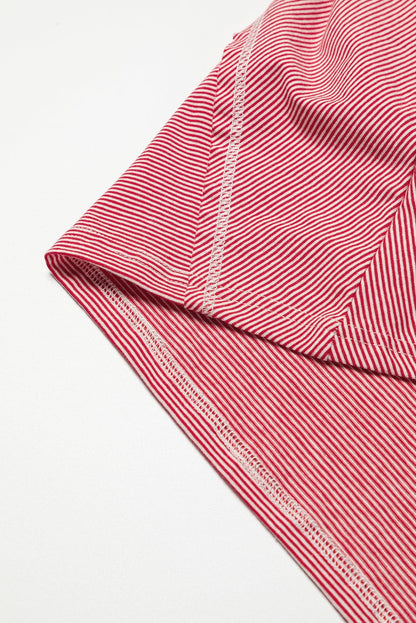 Fiery Pink Striped Patchwork Shift Top