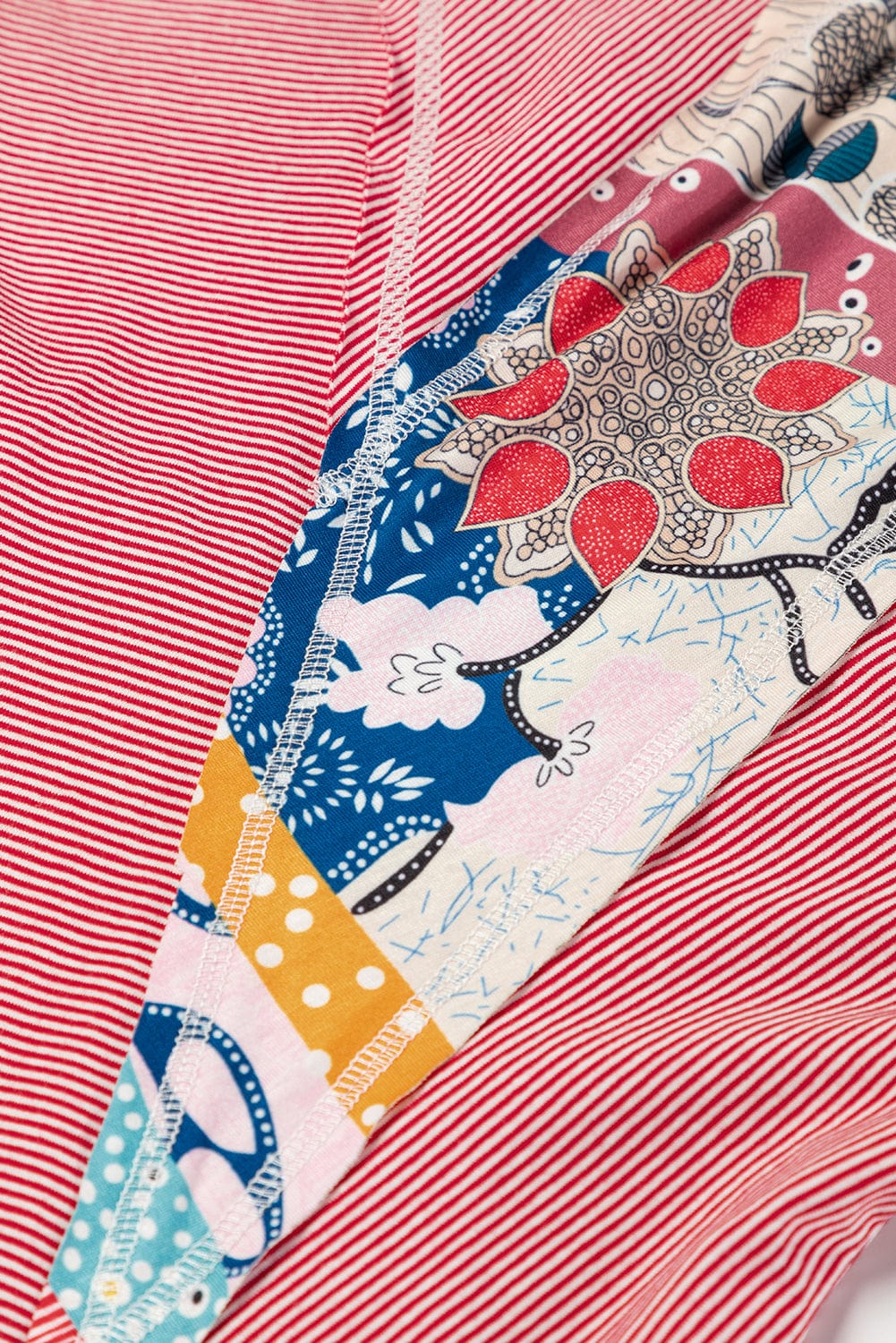 Fiery Pink Striped Patchwork Shift Top