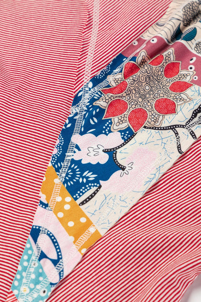 Fiery Pink Striped Patchwork Shift Top