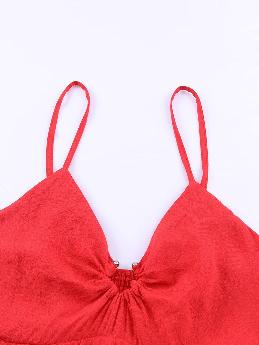 Fiery Red Boho Chic Tiered Maxi Dress with O-ring Detail