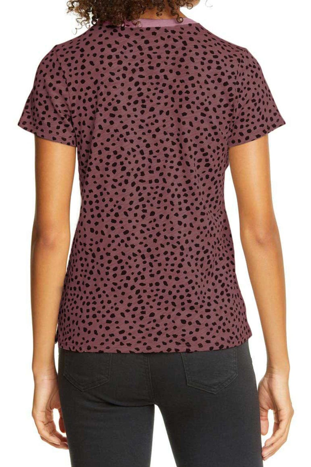 Fiery Red Cheetah Print Crewneck Short Sleeve T-Shirt