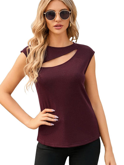 Fiery Red Cutout Cap Sleeve Sheath T-Shirt