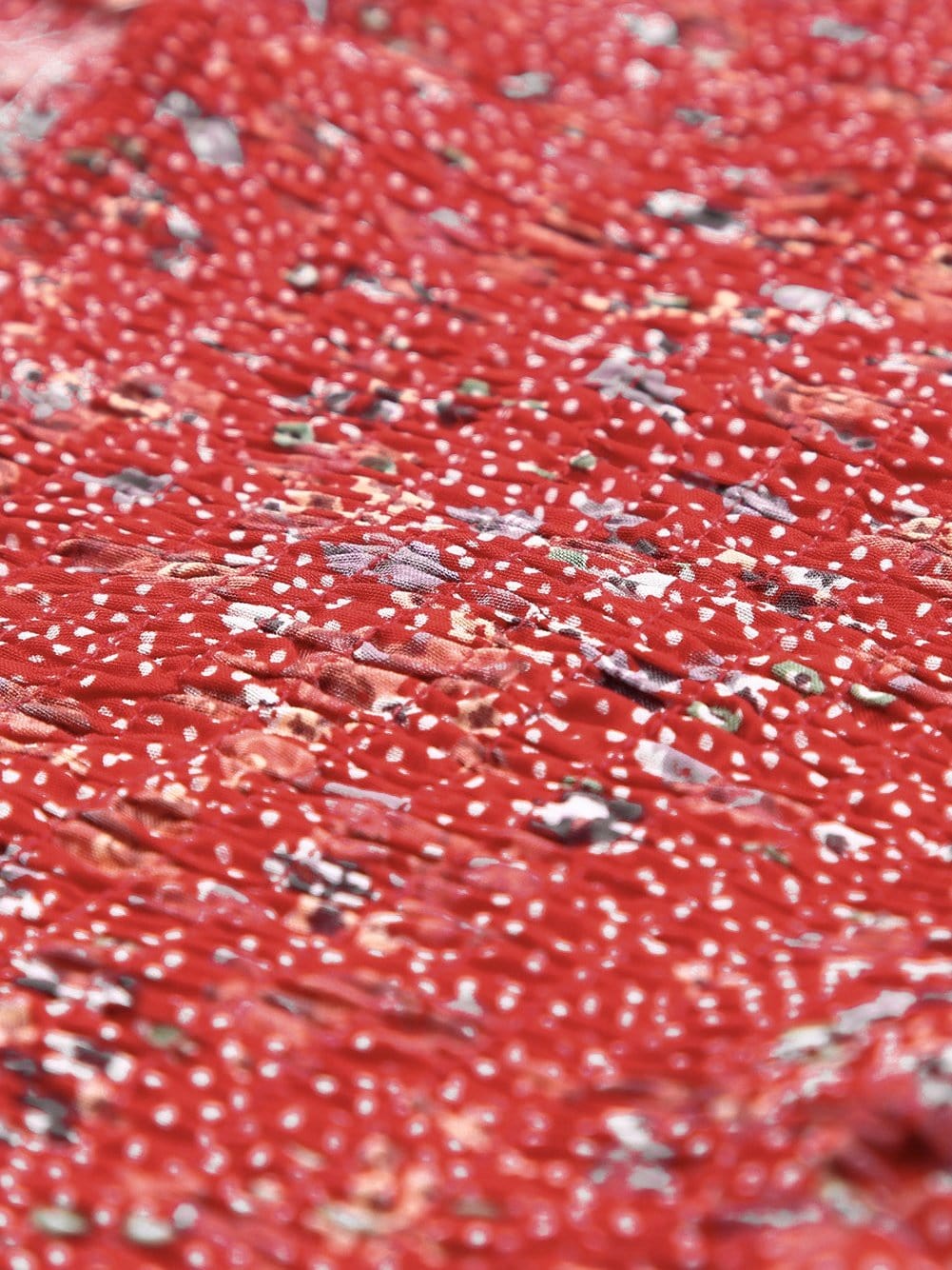 Fiery Red Ditsy Floral Print Smocked Flounce Camisole