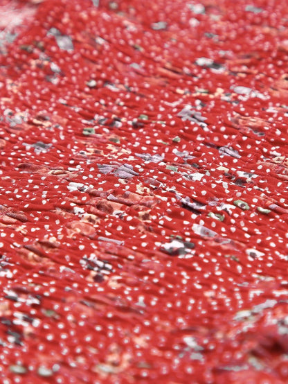 Fiery Red Ditsy Floral Print Smocked Flounce Camisole