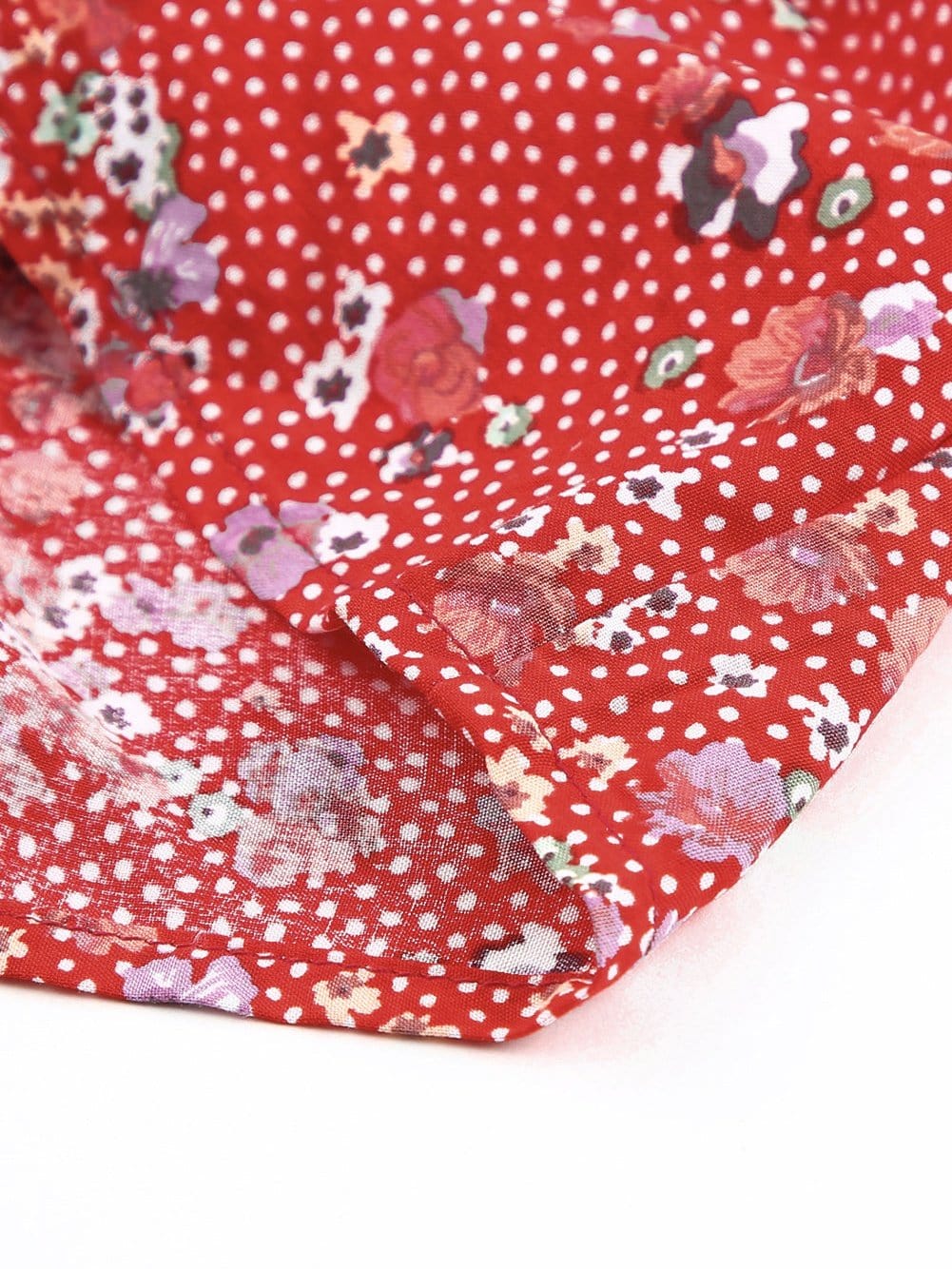 Fiery Red Ditsy Floral Print Smocked Flounce Camisole