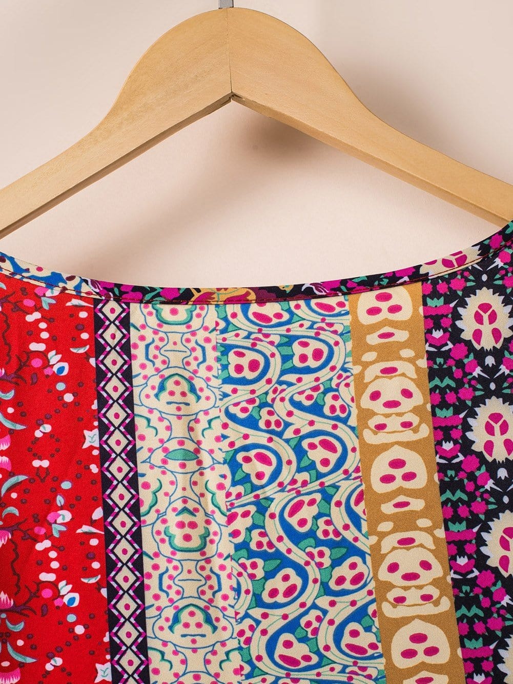 Fiery Red Floral Color Block V Neck Sleeveless Mini Dress