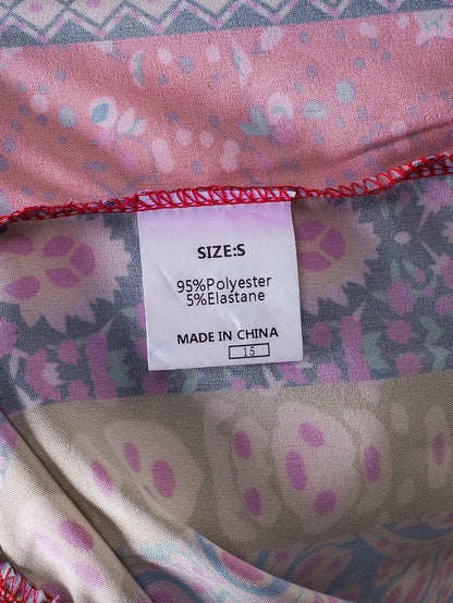 Fiery Red Floral Color Block V Neck Sleeveless Mini Dress