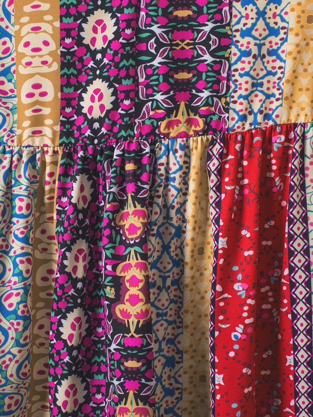 Fiery Red Floral Color Block V Neck Sleeveless Mini Dress