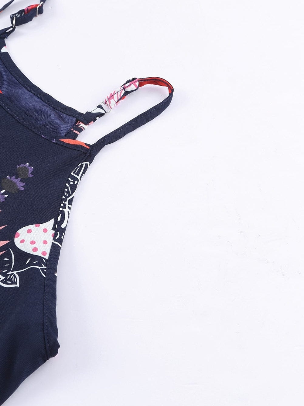 Fiery Red Floral Print Navy Sleeveless Mini Dress