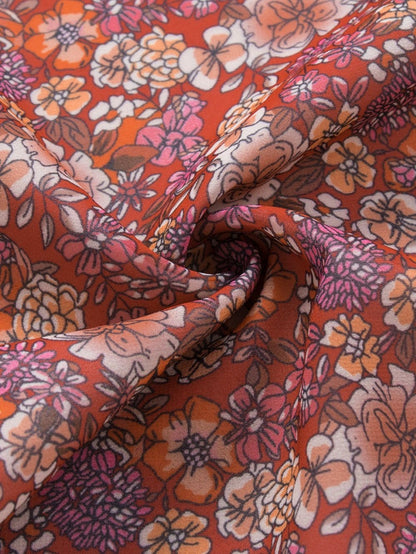 Fiery Red Floral Print Relaxed Spaghetti Strap Tank Top