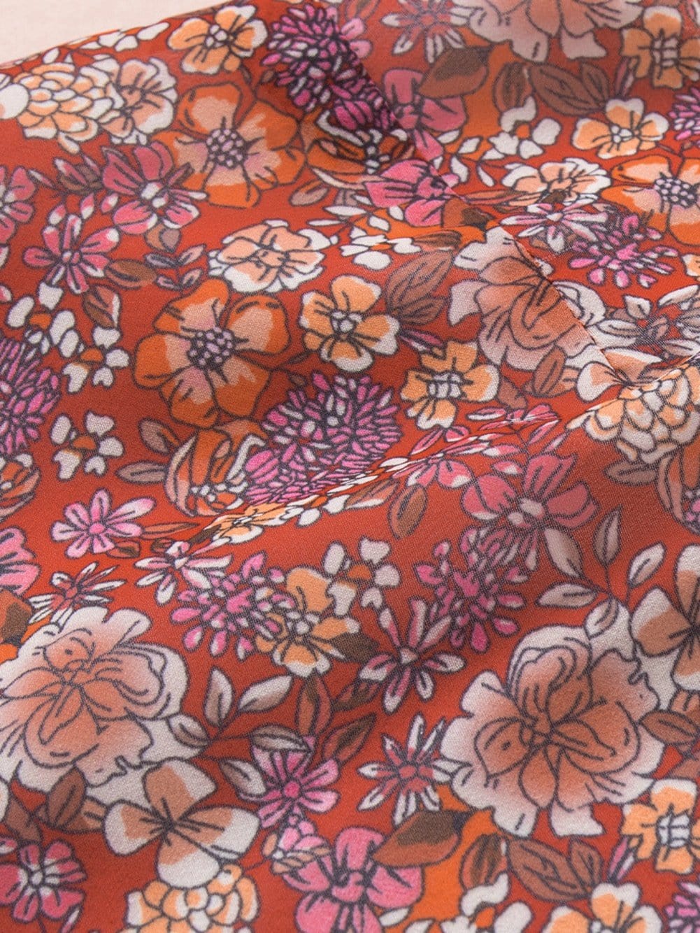 Fiery Red Floral Print Relaxed Spaghetti Strap Tank Top