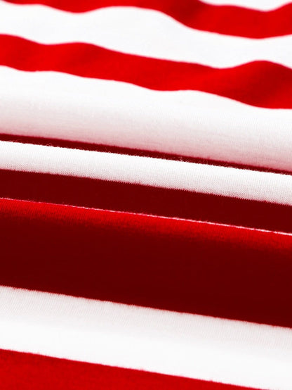 Fiery Red Galaxy Striped Bowknot Tank Top