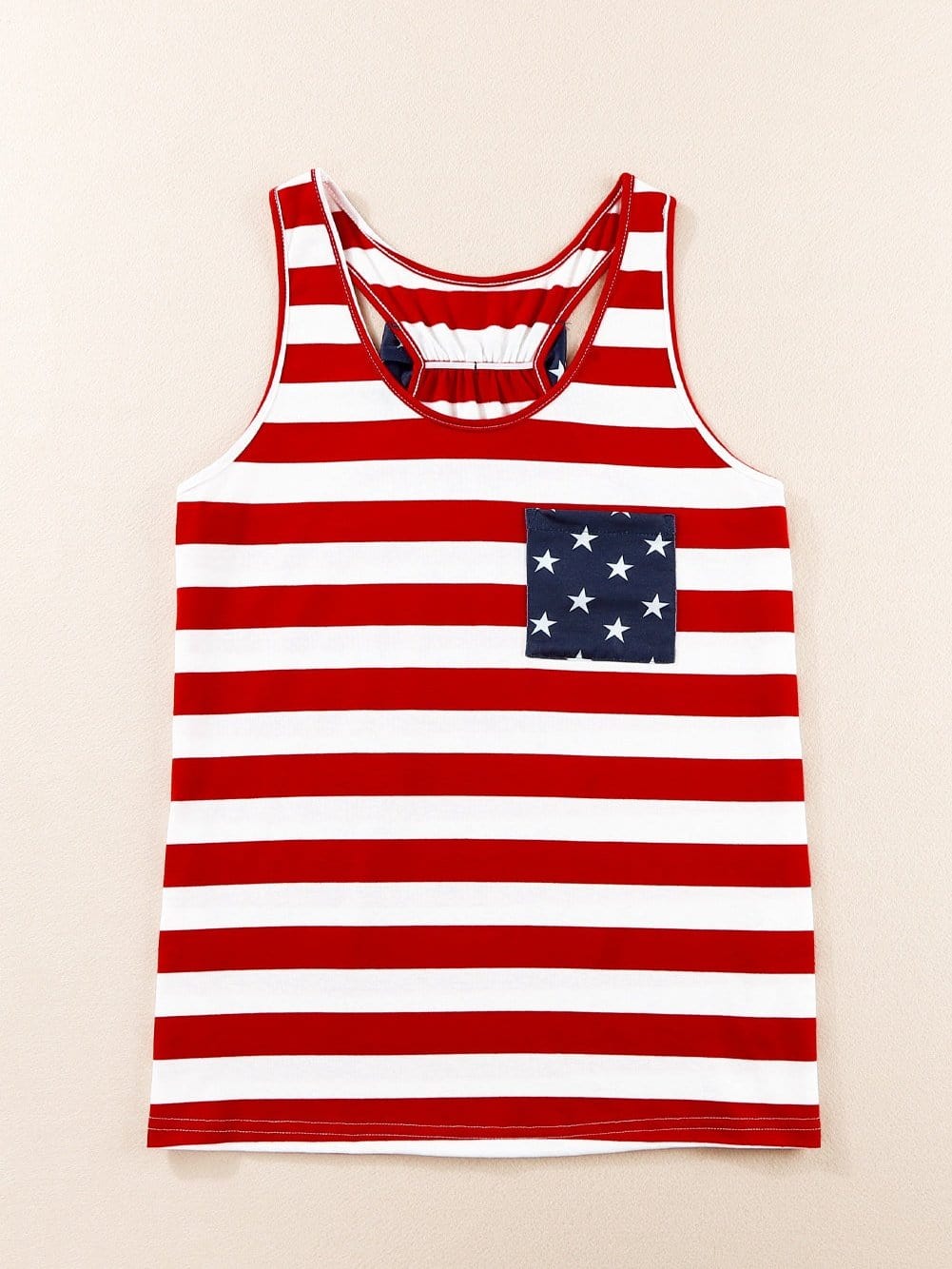 Fiery Red Galaxy Striped Bowknot Tank Top