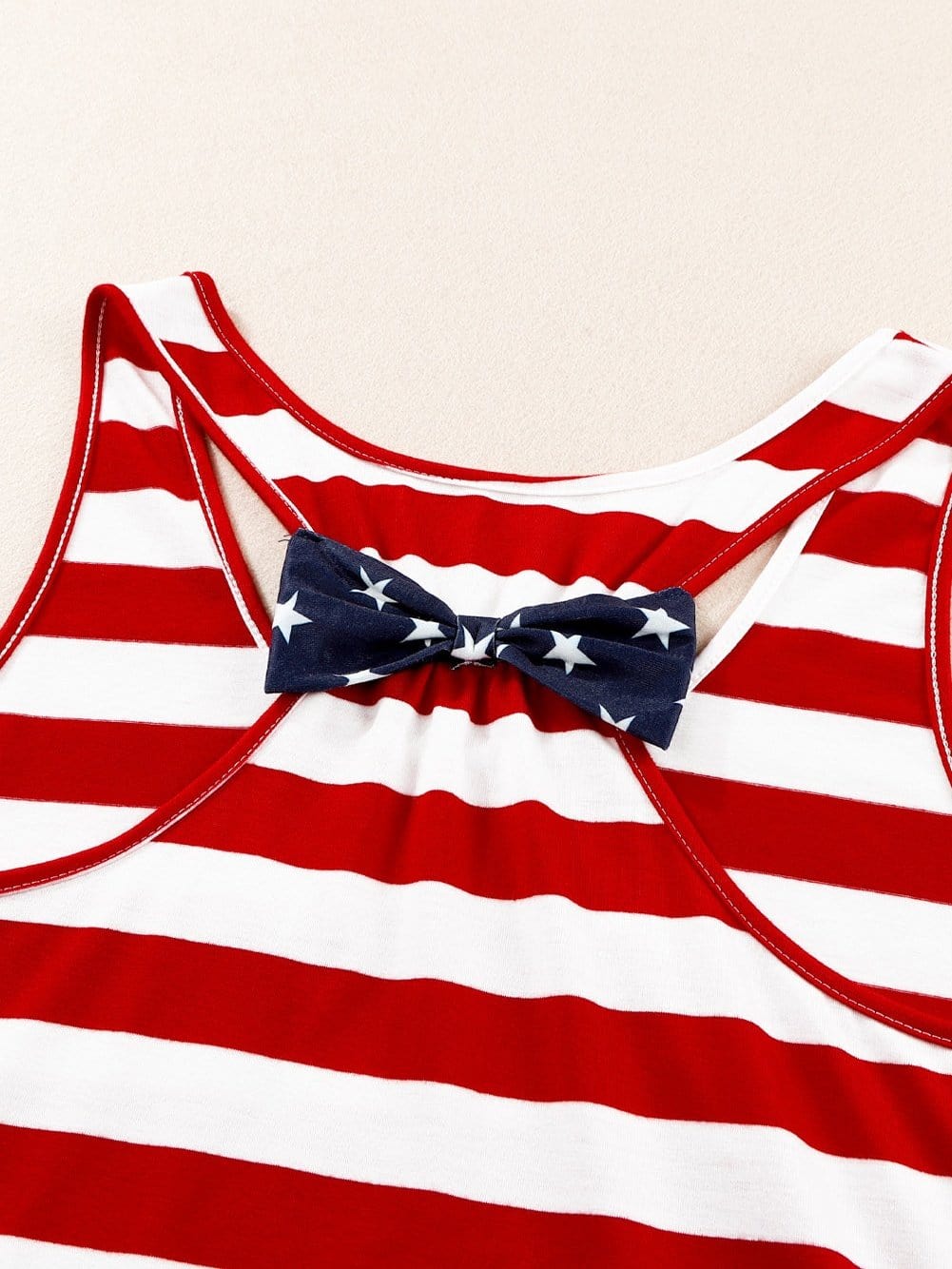 Fiery Red Galaxy Striped Bowknot Tank Top