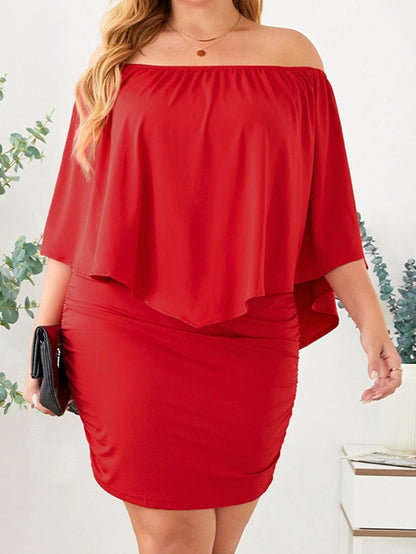 Fiery Red Layered Mini Poncho Dress with Versatile Dressing Options