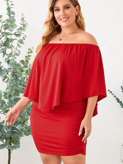 Fiery Red Layered Mini Poncho Dress with Versatile Dressing Options