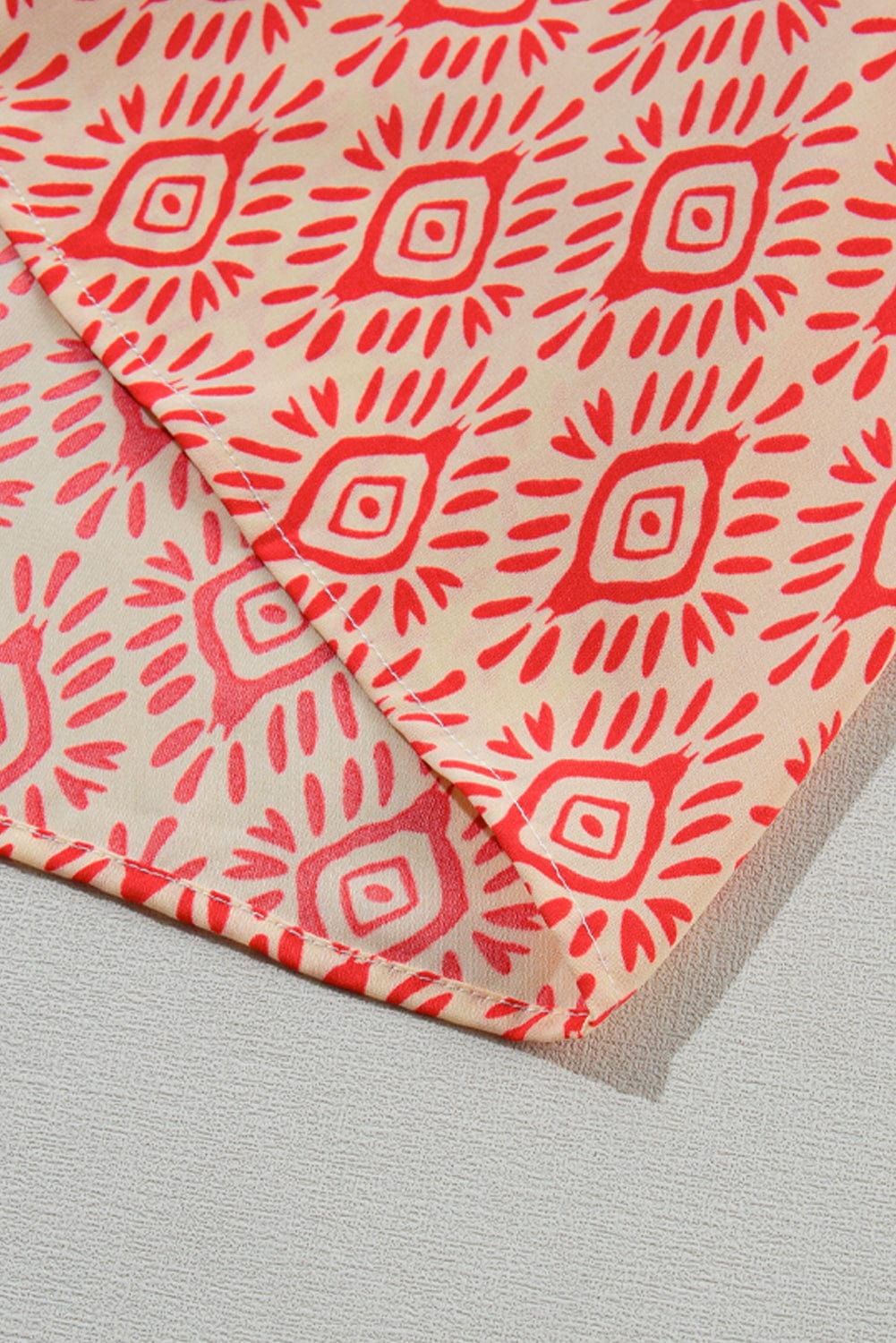 Fiery Red One Shoulder Geometric Print Maxi Dress with Side Slit