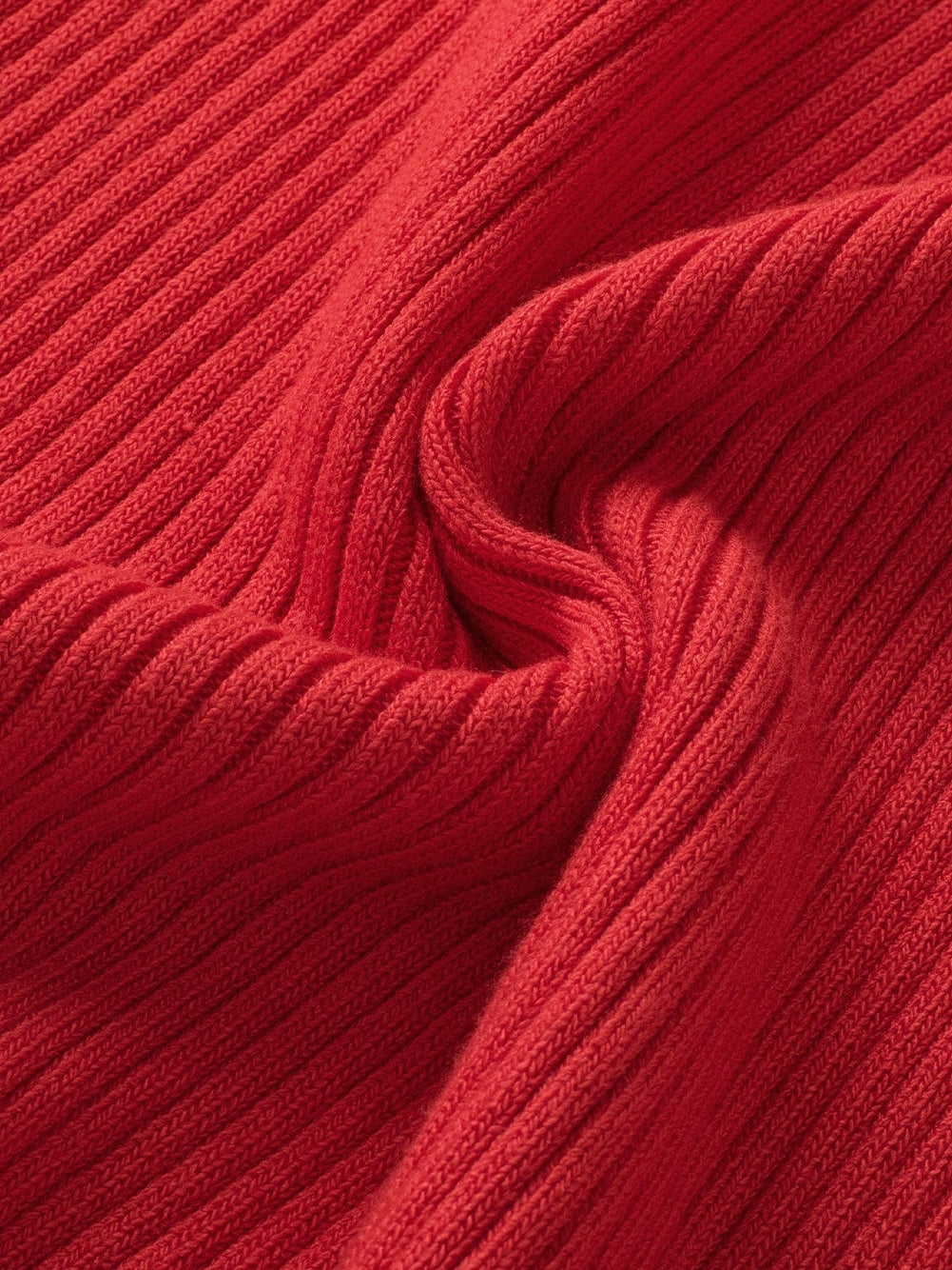 Fiery Red Ribbed Knit Tank Top with Colorblock Detail