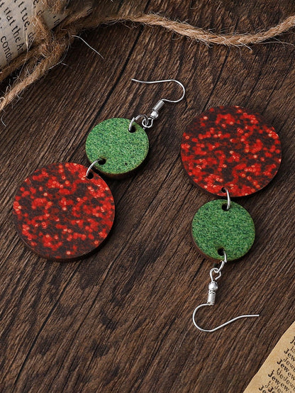 Fiery Red Sequin Tiered Round Drop Earrings