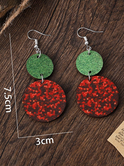 Fiery Red Sequin Tiered Round Drop Earrings