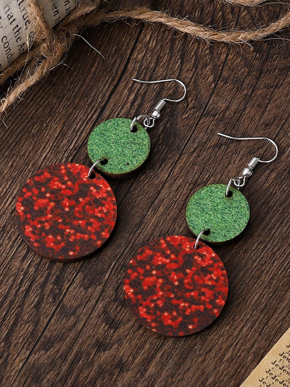 Fiery Red Sequin Tiered Round Drop Earrings