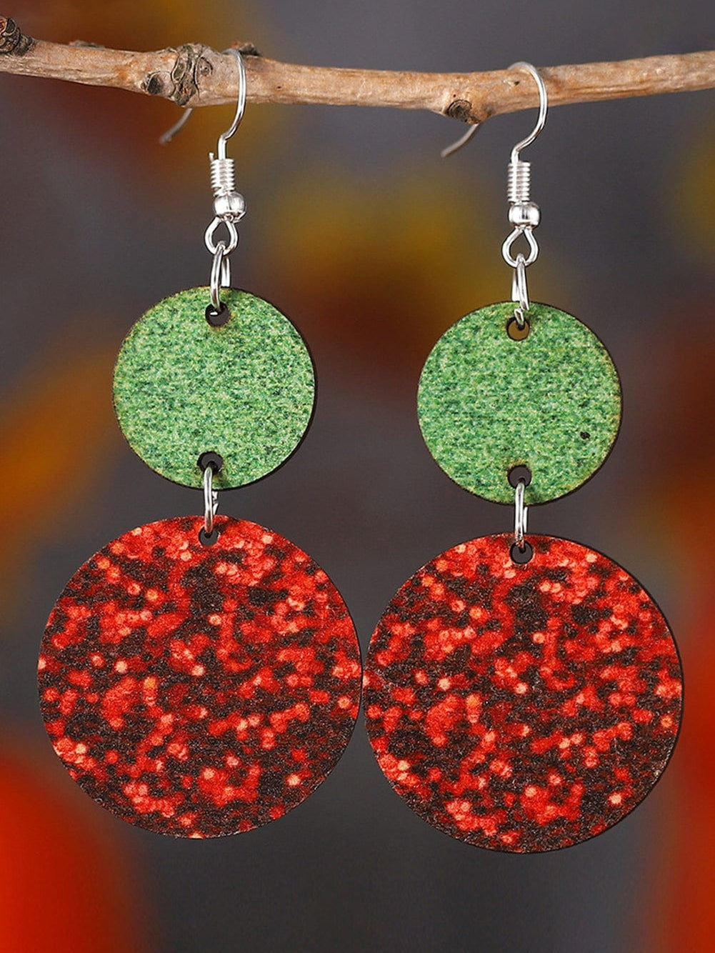 Fiery Red Sequin Tiered Round Drop Earrings