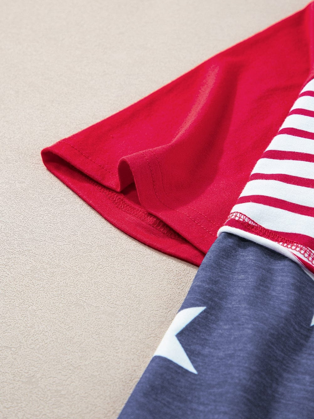 Fiery Red Stars and Stripes Hooded T-Shirt with Drawstring