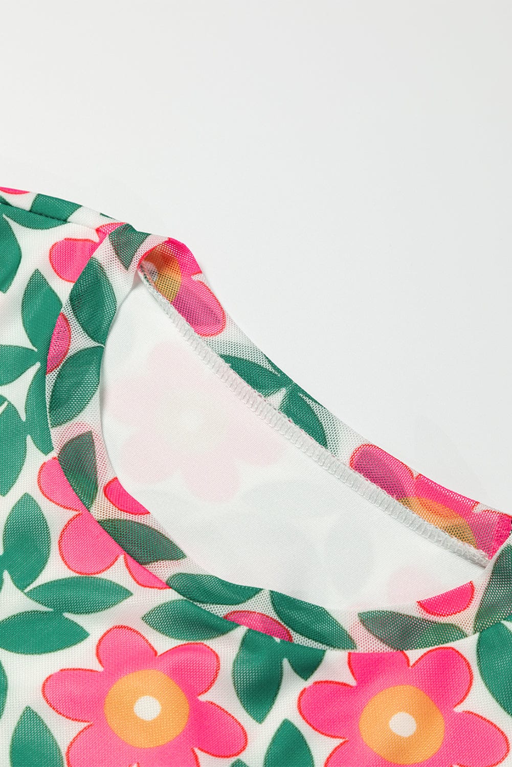 Fiery Red Vintage Blossom Stretchy Long Sleeve Blouse